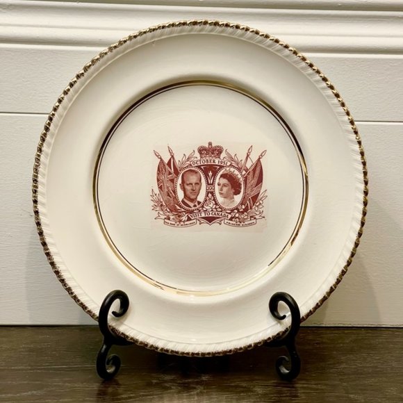 Cassidian 22K Gold Commemorative Plate Duke of Edinburgh and Princess Elizabeth - Picture 1 of 5